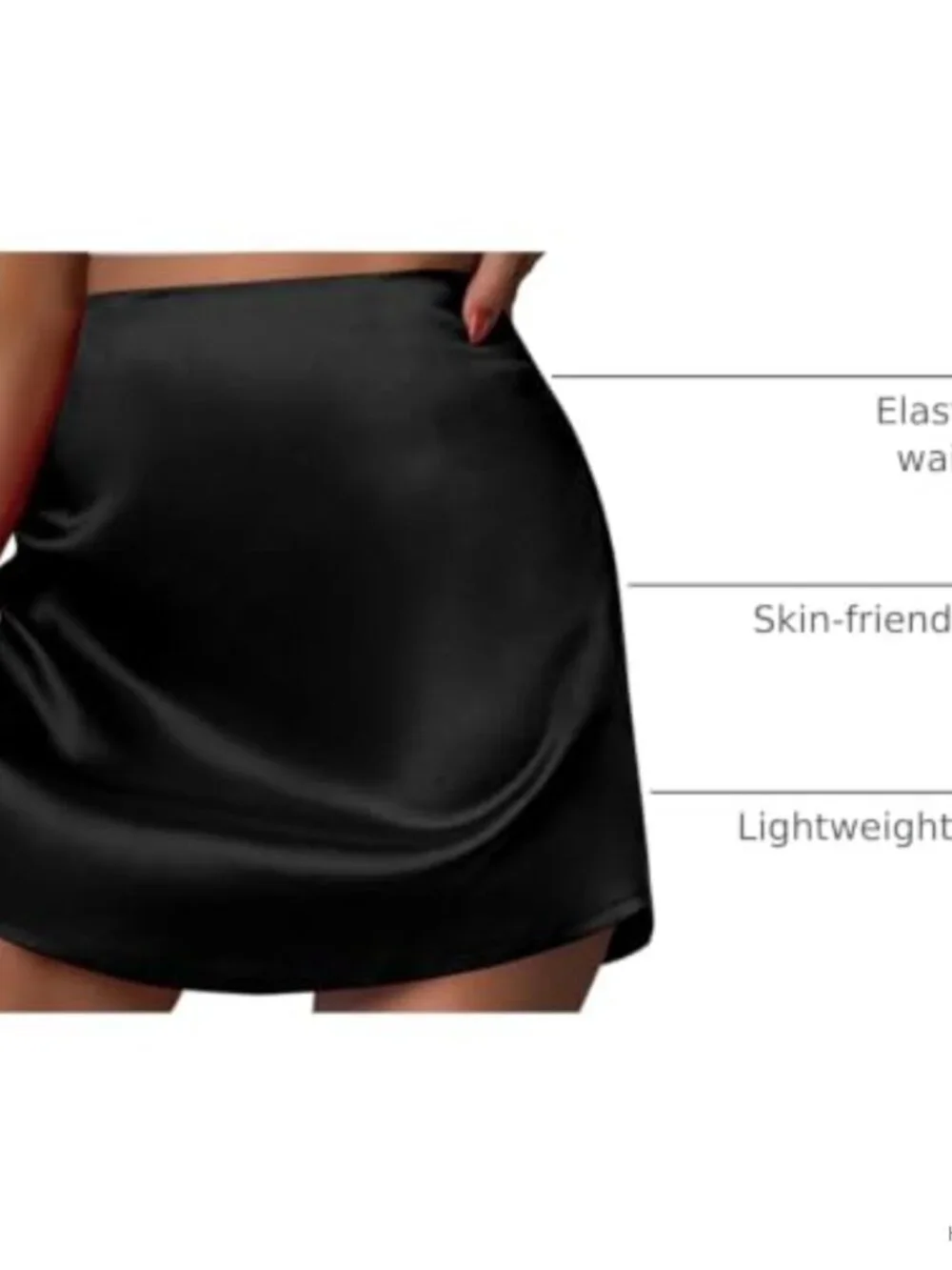 Zeagoo Mini Skirt High Waist A-Line Satin Zip Party Club